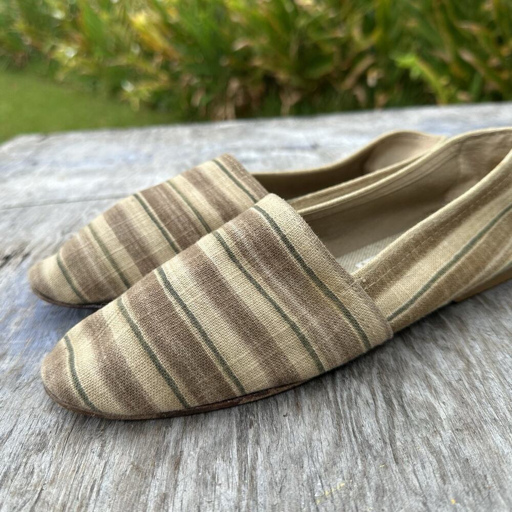 SeaScape Women’s 8 Striped Linen Canvas Slip-On Flats / Loafers Made In Spain
